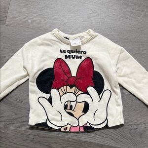 Zara Cream and Red Minnie Mouse Long Sleeve Tee